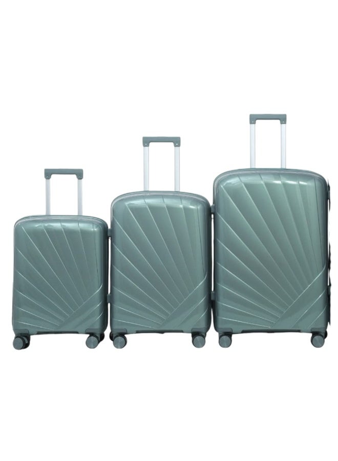 بوجاجو طقم حقائب سفر من البولي بروبيلين مكون من 3 قطع، مقاسات 28/24/20 بوصة، حقائب ترولي صلبة غير قابلة للكسر وخفيفة الوزن، مزودة بعجلات دوارة 360 درجة، وقفل TSA، وسحاب مزدوج مضاد للسرقة، ومقبض من الألومنيوم - حقائب سفر - Image 1